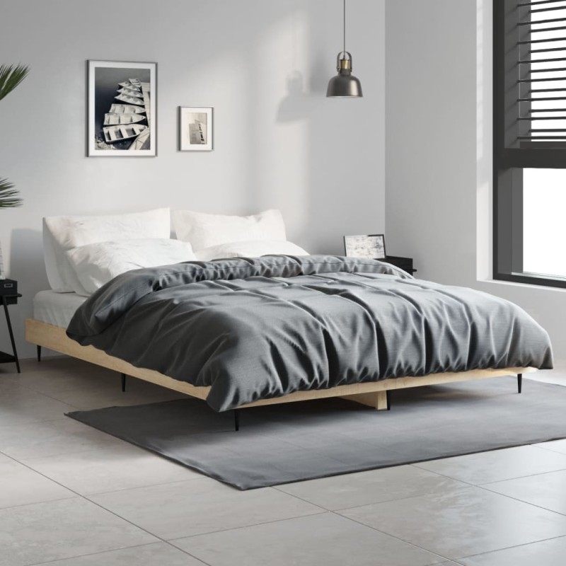 vidaXL Bettgestell Sonoma-Eiche 135x190 cm Holzwerkstoff vidaXL Bettgestell Sonoma-Eiche 135x190 cm Holzwerkstoff