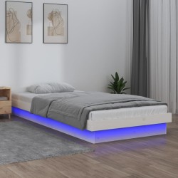 vidaXL Massivholzbett mit LED-Beleuchtung Weiß 100x200 cm