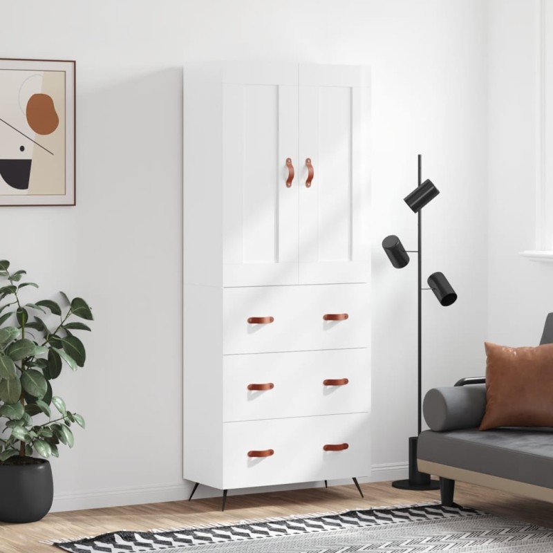 Highboard Hochglanz-Weiß 69,5x34x180 cm Holzwerkstoff Highboard Hochglanz-Weiß 69,5x34x180 cm Holzwerkstoff
