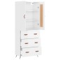 Highboard Hochglanz-Weiß 69,5x34x180 cm Holzwerkstoff Highboard Hochglanz-Weiß 69,5x34x180 cm Holzwerkstoff