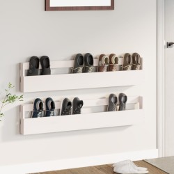 vidaXL Wand-Schuhregale 2 Stk. Weiß 110x9x23 cm Massivholz Kiefer