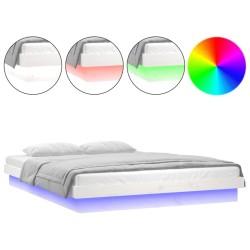 vidaXL Massivholzbett mit LEDs Weiß 180x200 cm