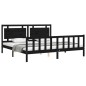 Bettgestell mit Kopfteil Schwarz 180x200 cm Massivholz Bettgestell mit Kopfteil Schwarz 180x200 cm Massivholz
