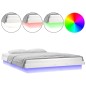 vidaXL Massivholzbett mit LED-Beleuchtung Weiß 200x200 cm vidaXL Massivholzbett mit LED-Beleuchtung Weiß 200x200 cm