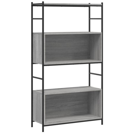 vidaXL Bücherregal Grau Sonoma 80x30x145,5 cm Holzwerkstoff und Eisen