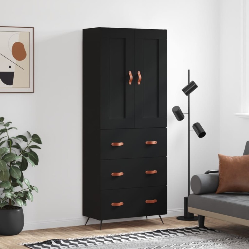 Highboard Schwarz 69,5x34x180 cm Holzwerkstoff Highboard Schwarz 69,5x34x180 cm Holzwerkstoff