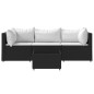 vidaXL 4-tlg. Garten-Lounge-Set mit Kissen Schwarz Poly Rattan vidaXL 4-tlg. Garten-Lounge-Set mit Kissen Schwarz Poly Rattan