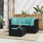 vidaXL 3-tlg. Garten-Lounge-Set mit Kissen Schwarz Poly Rattan vidaXL 3-tlg. Garten-Lounge-Set mit Kissen Schwarz Poly Rattan