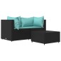 vidaXL 3-tlg. Garten-Lounge-Set mit Kissen Schwarz Poly Rattan vidaXL 3-tlg. Garten-Lounge-Set mit Kissen Schwarz Poly Rattan