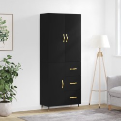Highboard Schwarz 69,5x34x180 cm Holzwerkstoff