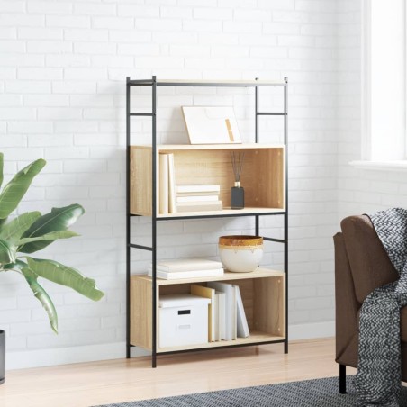 vidaXL Bücherregal Sonoma-Eiche 80x30x145,5 cm Holzwerkstoff und Eisen