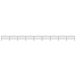 Gartenzaun mit Speerspitzen Stahl (1 - 1,25) x 15,3 m Schwarz