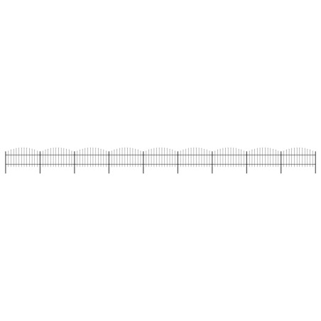 Gartenzaun mit Speerspitzen Stahl (1 - 1,25) x 15,3 m Schwarz