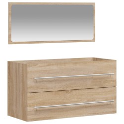 vidaXL Badschrank mit Spiegel Sonoma-Eiche Holzwerkstoff