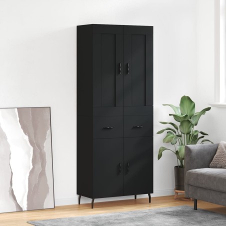Highboard Schwarz 69,5x34x180 cm Holzwerkstoff
