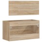 vidaXL Badschrank mit Spiegel Sonoma-Eiche Holzwerkstoff