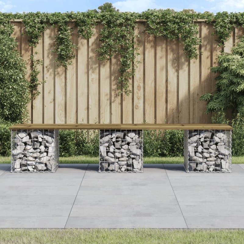 vidaXL Gartenbank aus Gabionen 203x31x42 cm Kiefernholz Imprägniert vidaXL Gartenbank aus Gabionen 203x31x42 cm Kiefernholz Imprägniert
