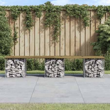 vidaXL Gartenbank aus Gabionen 203x31x42 cm Kiefernholz Imprägniert