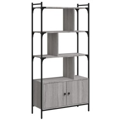 vidaXL Bücherregal mit Türen Grau Sonoma 76,5x30x154,5cm Holzwerkstoff