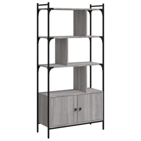 vidaXL Bücherregal mit Türen Grau Sonoma 76,5x30x154,5cm Holzwerkstoff