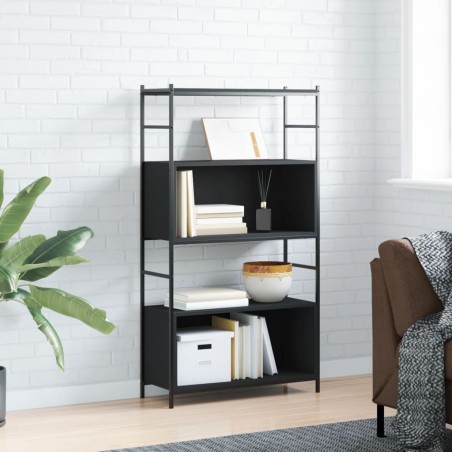 vidaXL Bücherregal Schwarz 80x30x145,5 cm Holzwerkstoff und Eisen