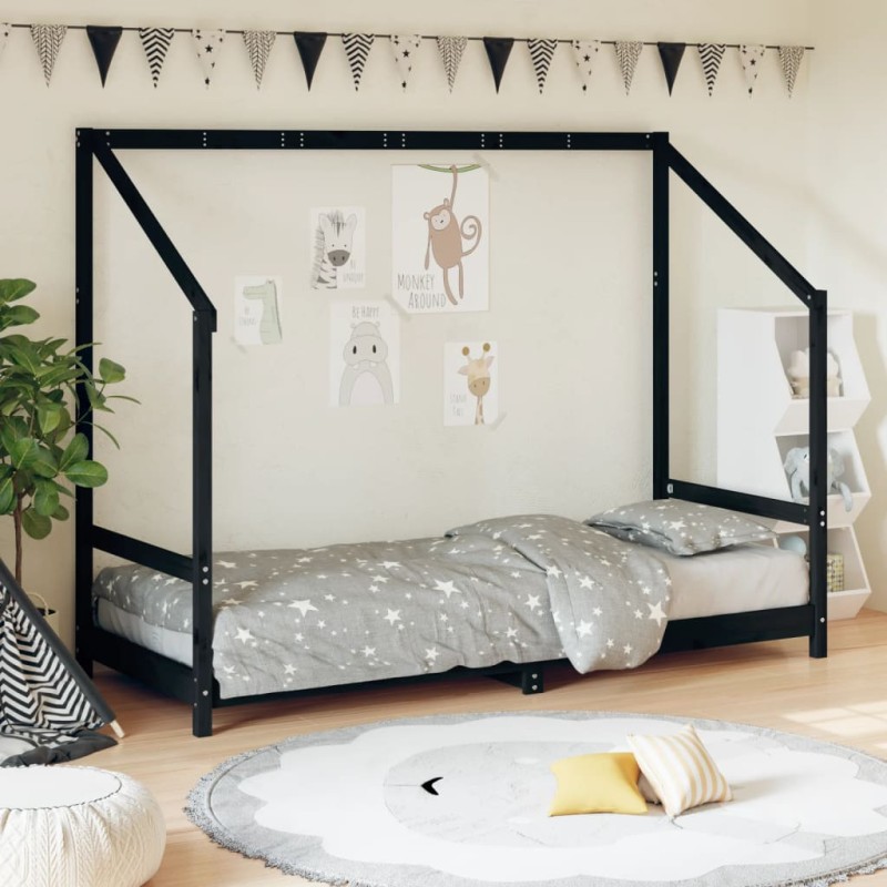 vidaXL Kinderbett Schwarz 80x200 cm Massivholz Kiefer vidaXL Kinderbett Schwarz 80x200 cm Massivholz Kiefer
