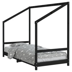 vidaXL Kinderbett Schwarz 90x200 cm Massivholz Kiefer