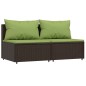vidaXL Garten-Mittelsofas mit Kissen 2 Stk. Braun Poly Rattan vidaXL Garten-Mittelsofas mit Kissen 2 Stk. Braun Poly Rattan
