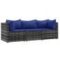 vidaXL 3-tlg. Garten-Lounge-Set mit Kissen Grau Poly Rattan vidaXL 3-tlg. Garten-Lounge-Set mit Kissen Grau Poly Rattan