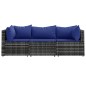 vidaXL 3-tlg. Garten-Lounge-Set mit Kissen Grau Poly Rattan vidaXL 3-tlg. Garten-Lounge-Set mit Kissen Grau Poly Rattan