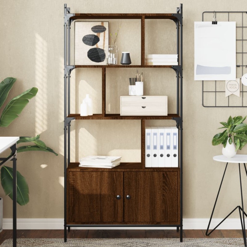 vidaXL Bücherregal mit Türen Braun Eiche 76,5x30x154,5cm Holzwerkstoff vidaXL Bücherregal mit Türen Braun Eiche 76,5x30x154,5cm Holzwerkstoff