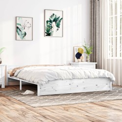 vidaXL Massivholzbett Weiß 200x200 cm