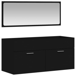 vidaXL Badschrank mit Spiegel Schwarz Holzwerkstoff
