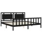Bettgestell mit Kopfteil Schwarz 180x200 cm Massivholz Bettgestell mit Kopfteil Schwarz 180x200 cm Massivholz