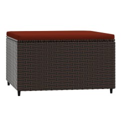 vidaXL Gartenhocker mit Kissen Braun Poly Rattan