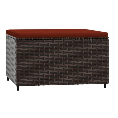 vidaXL Gartenhocker mit Kissen Braun Poly Rattan