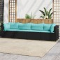 vidaXL 4-tlg. Garten-Lounge-Set mit Kissen Schwarz Poly Rattan vidaXL 4-tlg. Garten-Lounge-Set mit Kissen Schwarz Poly Rattan