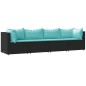 vidaXL 4-tlg. Garten-Lounge-Set mit Kissen Schwarz Poly Rattan vidaXL 4-tlg. Garten-Lounge-Set mit Kissen Schwarz Poly Rattan