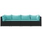 vidaXL 4-tlg. Garten-Lounge-Set mit Kissen Schwarz Poly Rattan vidaXL 4-tlg. Garten-Lounge-Set mit Kissen Schwarz Poly Rattan