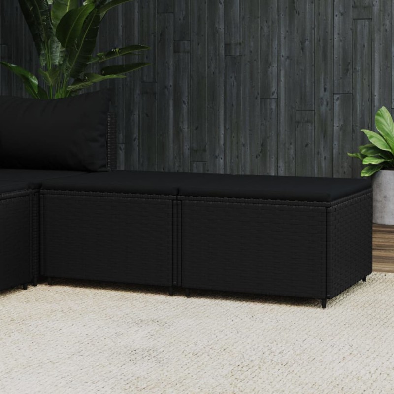 vidaXL Gartenhocker mit Kissen 2 Stk. Schwarz Poly Rattan vidaXL Gartenhocker mit Kissen 2 Stk. Schwarz Poly Rattan