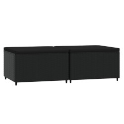 vidaXL Gartenhocker mit Kissen 2 Stk. Schwarz Poly Rattan