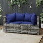 vidaXL Garten-Ecksofas mit Kissen 2 Stk. Grau Poly Rattan vidaXL Garten-Ecksofas mit Kissen 2 Stk. Grau Poly Rattan