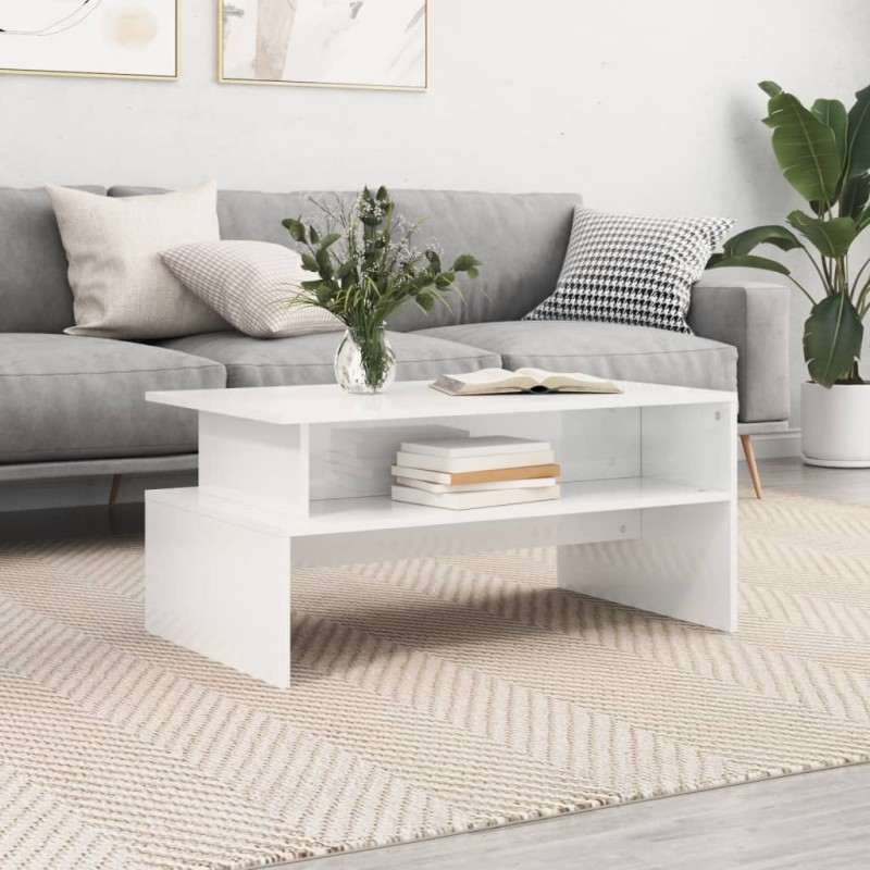 vidaXL Couchtisch Hochglanz-Weiß 90x55x42,5 cm Holzwerkstoff vidaXL Couchtisch Hochglanz-Weiß 90x55x42,5 cm Holzwerkstoff