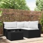 vidaXL 4-tlg. Garten-Lounge-Set mit Kissen Schwarz Poly Rattan vidaXL 4-tlg. Garten-Lounge-Set mit Kissen Schwarz Poly Rattan