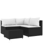 vidaXL 4-tlg. Garten-Lounge-Set mit Kissen Schwarz Poly Rattan vidaXL 4-tlg. Garten-Lounge-Set mit Kissen Schwarz Poly Rattan