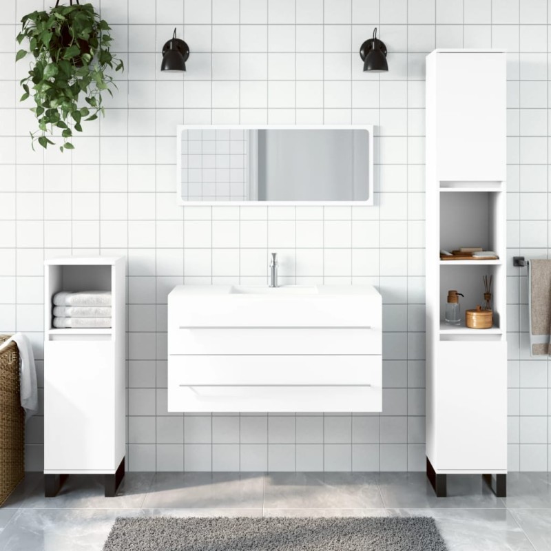 vidaXL Badschrank mit Spiegel Weiß Holzwerkstoff vidaXL Badschrank mit Spiegel Weiß Holzwerkstoff