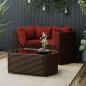vidaXL 4-tlg. Garten-Lounge-Set mit Kissen Braun Poly Rattan vidaXL 4-tlg. Garten-Lounge-Set mit Kissen Braun Poly Rattan