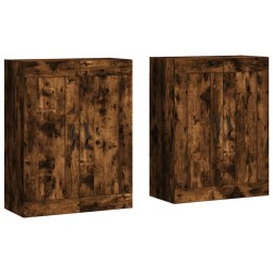 Wandschränke 2 Stk. Räuchereiche Holzwerkstoff