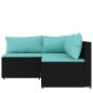 vidaXL 3-tlg. Garten-Lounge-Set mit Kissen Schwarz Poly Rattan vidaXL 3-tlg. Garten-Lounge-Set mit Kissen Schwarz Poly Rattan