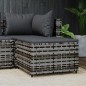 vidaXL Gartenhocker mit Kissen Grau Poly Rattan vidaXL Gartenhocker mit Kissen Grau Poly Rattan